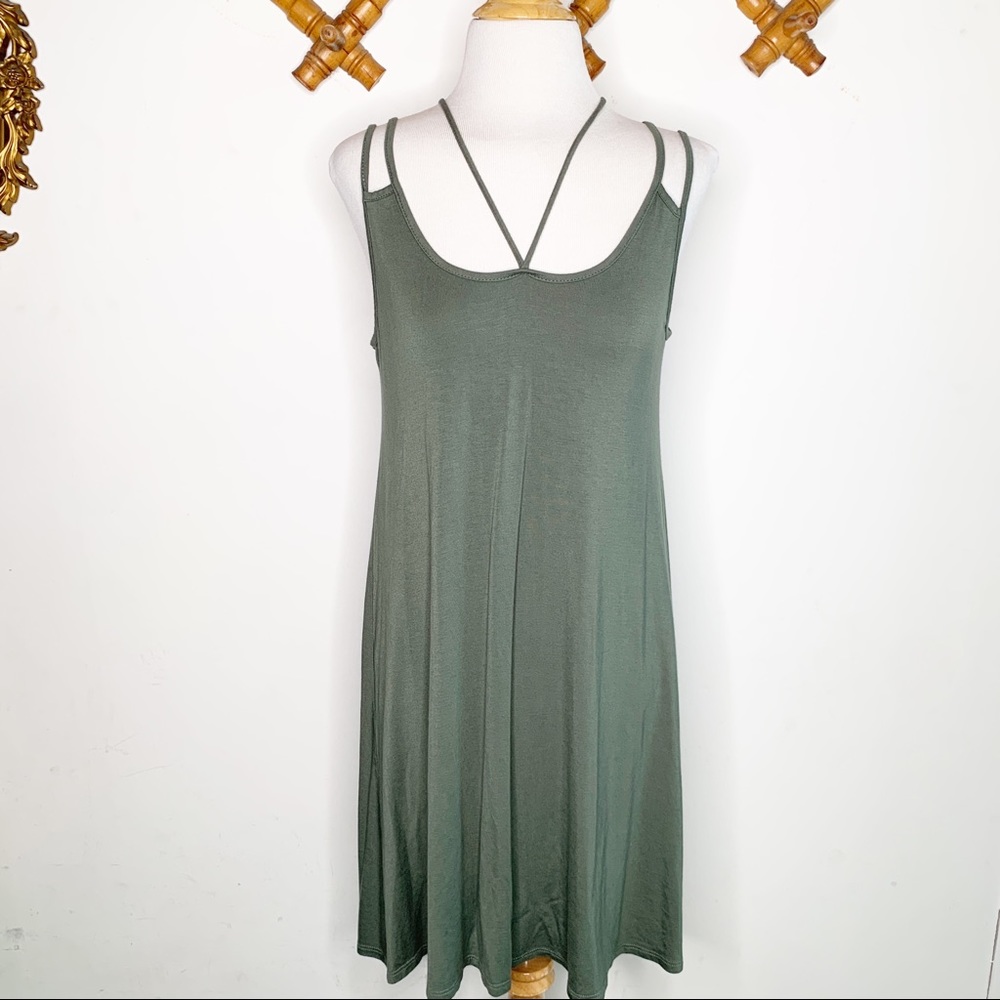 Alya Strappy Olive Green Mini Dress